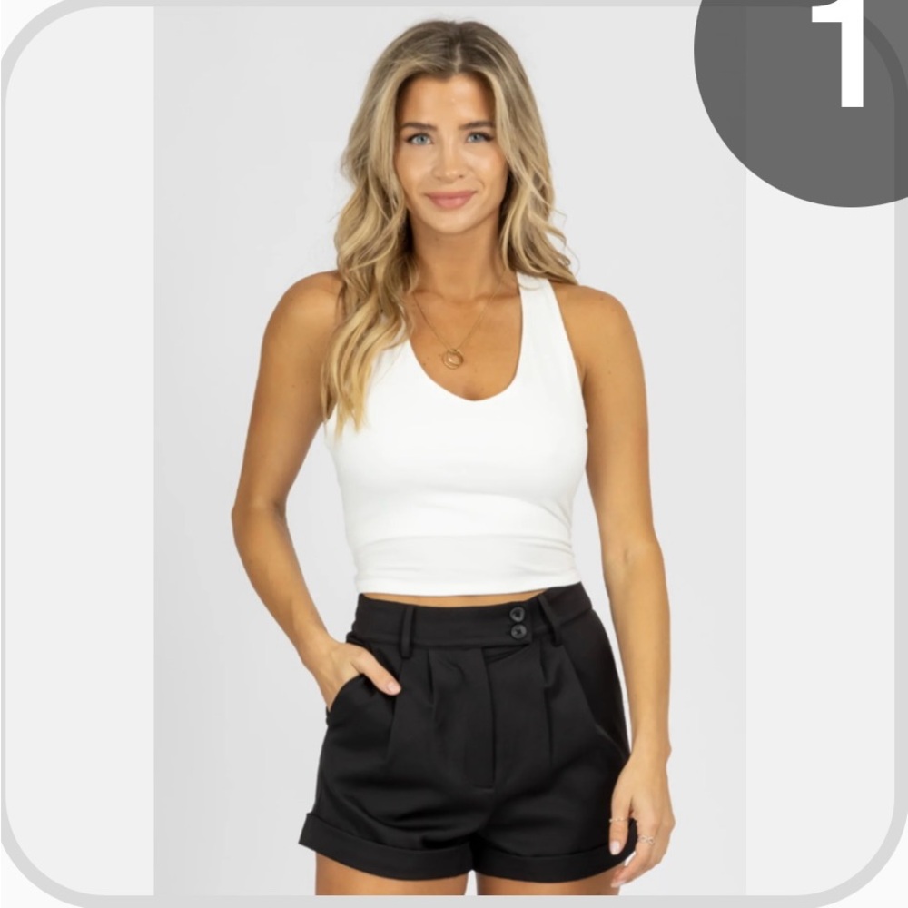 White Open Back Tie Tank Top
